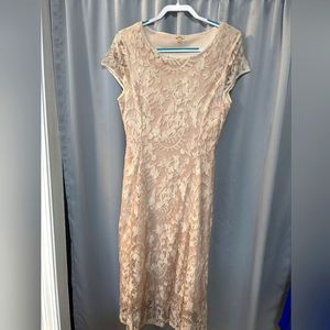 Reba Pale Pink Lace Overlay Dress